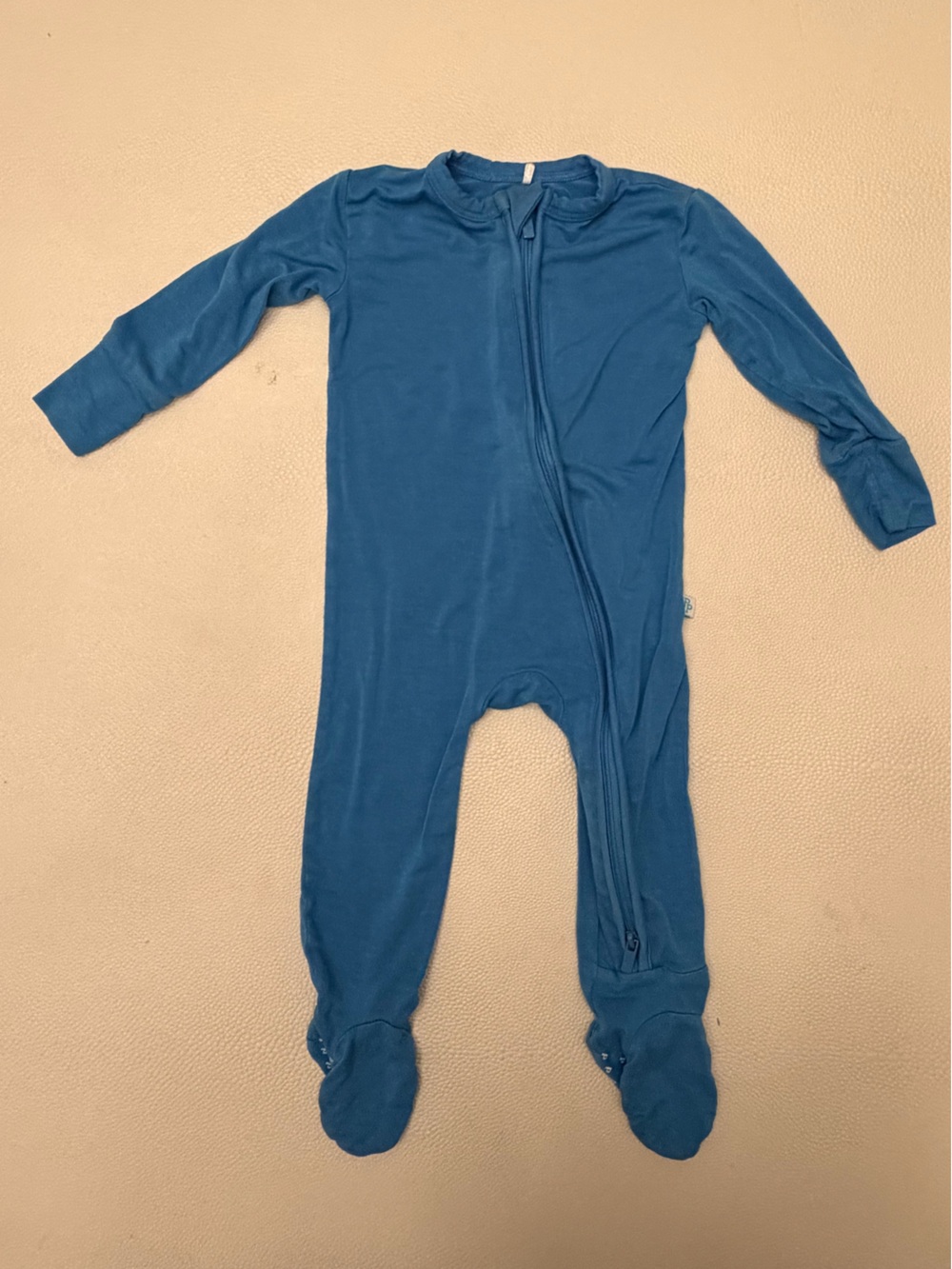 Posh Peanut Blue Footed Zipper Pajamas - 3-6months